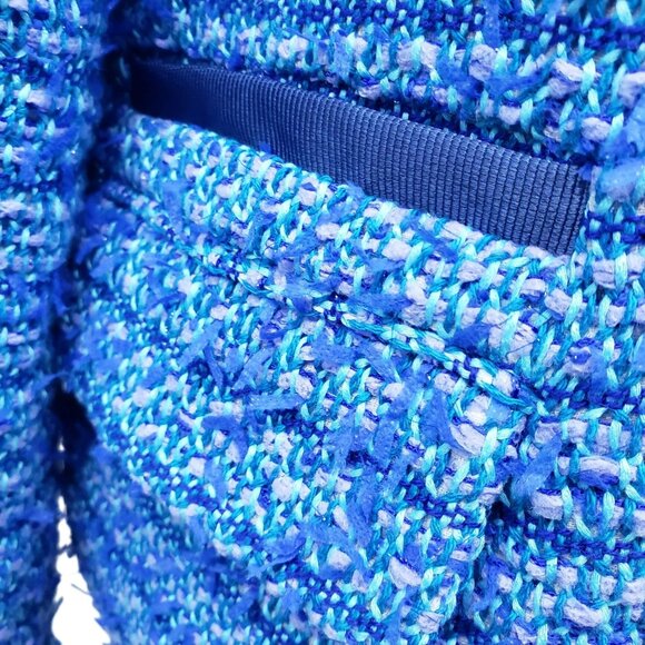 J Crew Collection Blue English Tweed Boucle Lady Jacket Blazer Gold Buttons - Picture 11 of 14